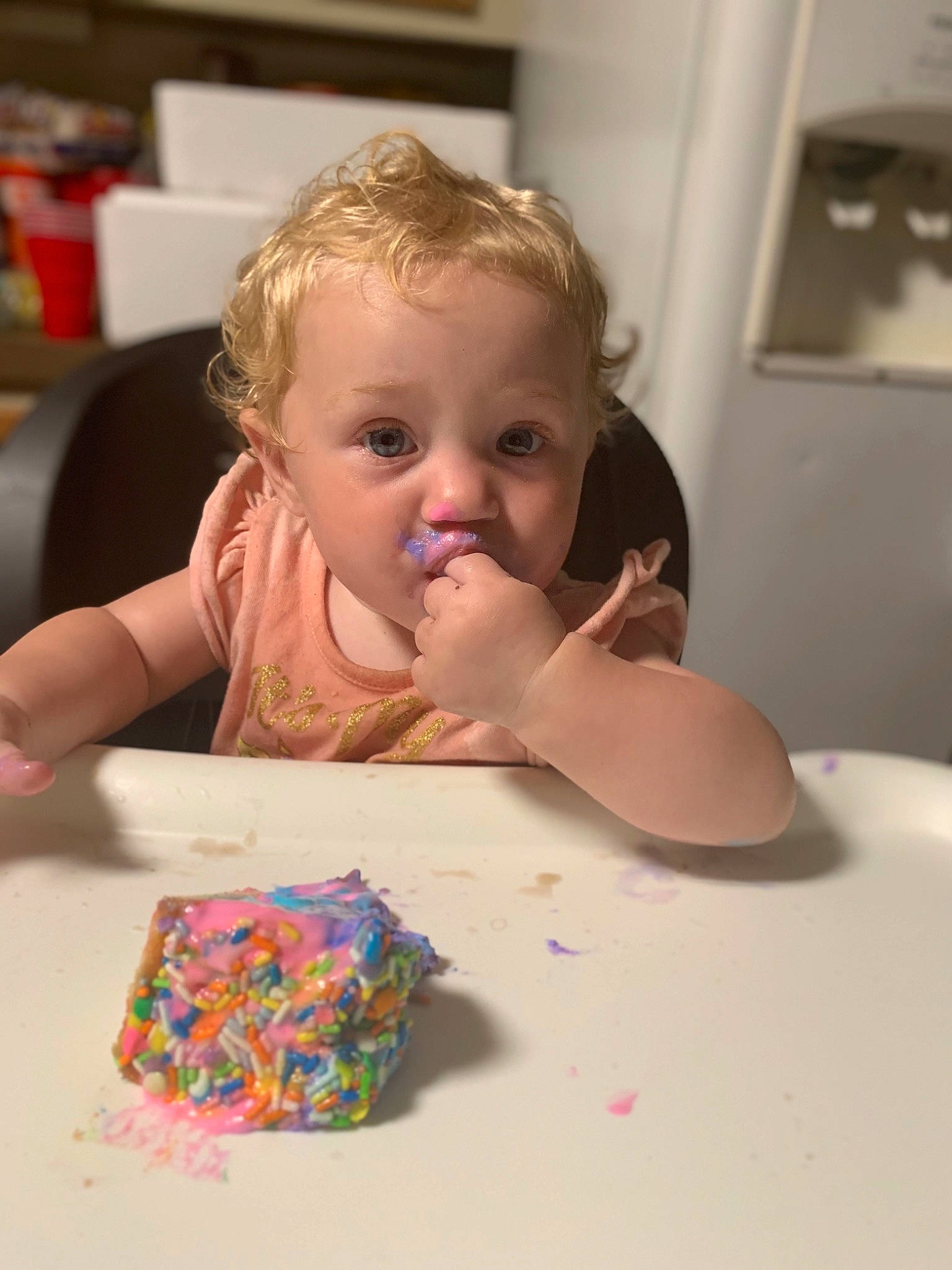 Kouvr joined the competition — help win amazing prizes! baby, baby_playing_with_toys, cheek, child, dessert, finger, flooring, fun, illustration, iris, party, person, pink, room, sitting, sweetness, table, tableware, toddler, visual_arts