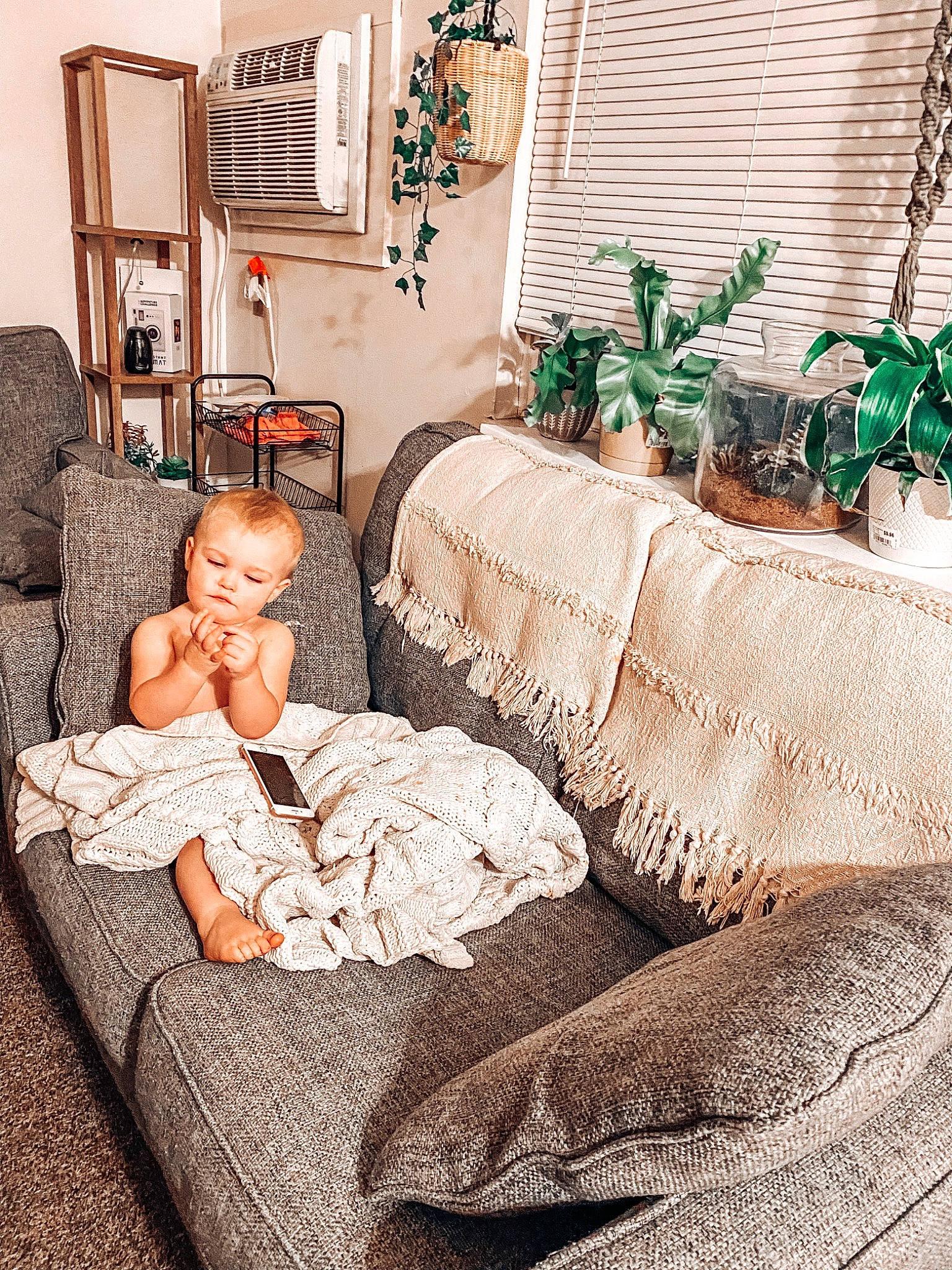 Lauren joined the competition — help win amazing prizes! baby, bed_frame, bedding, bedroom, comfort, floor, flooring, furniture, hardwood, houseplant, interior_design, lamp, linens, living_room, mammal, person, plant, toddler, wall, window