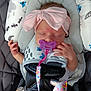 Alexandria joined the competition — help win amazing prizes! baby, pacifier, headband, car_seat, sleeping, child, infant, straps, cushion, patterned_fabric, hand, pink, purple, clip, safety_belt, cute, newborn, resting, soft, comfort