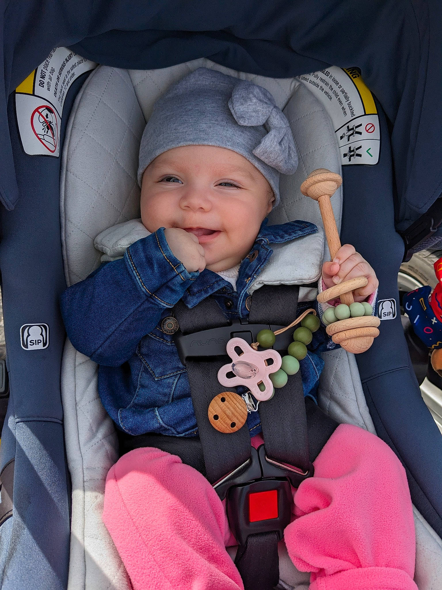 Esmeralda joined the competition — help win amazing prizes! baby, baby_carriage, baby_products, baby_toddler_clothing, car_seat, cheek, child, comfort, electric_blue, fun, gesture, happy, headwear, joy, lap, person, product, seat_belt, sitting, sleeve