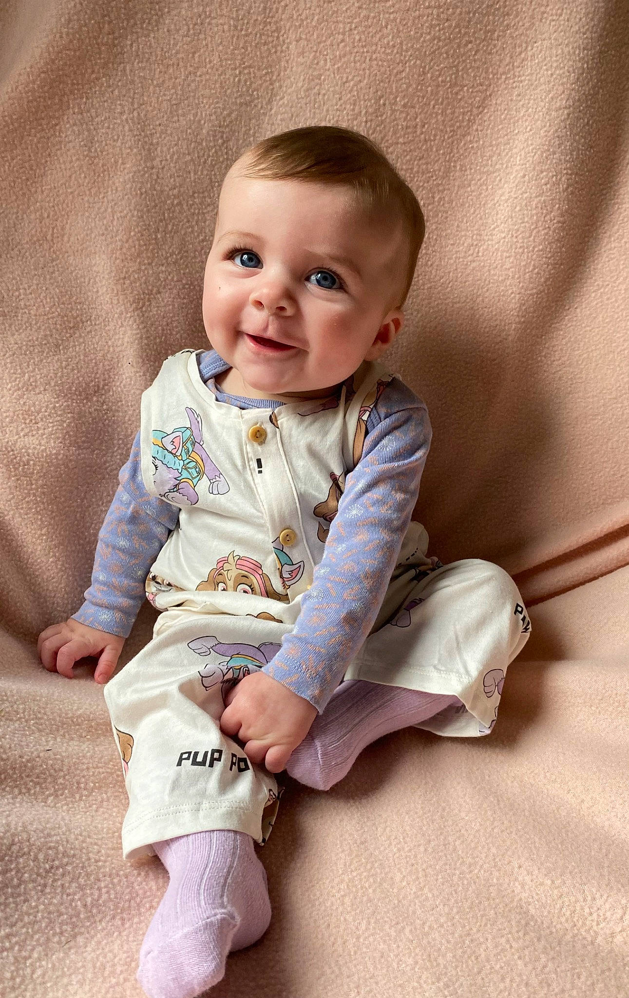Isla joined the competition — help win amazing prizes! baby, baby_toddler_clothing, cheek, child, collar, comfort, dress_shirt, face, facial_expression, flash_photography, flooring, happy, joy, linens, outerwear, person, sitting, skin, sleeve, smile
