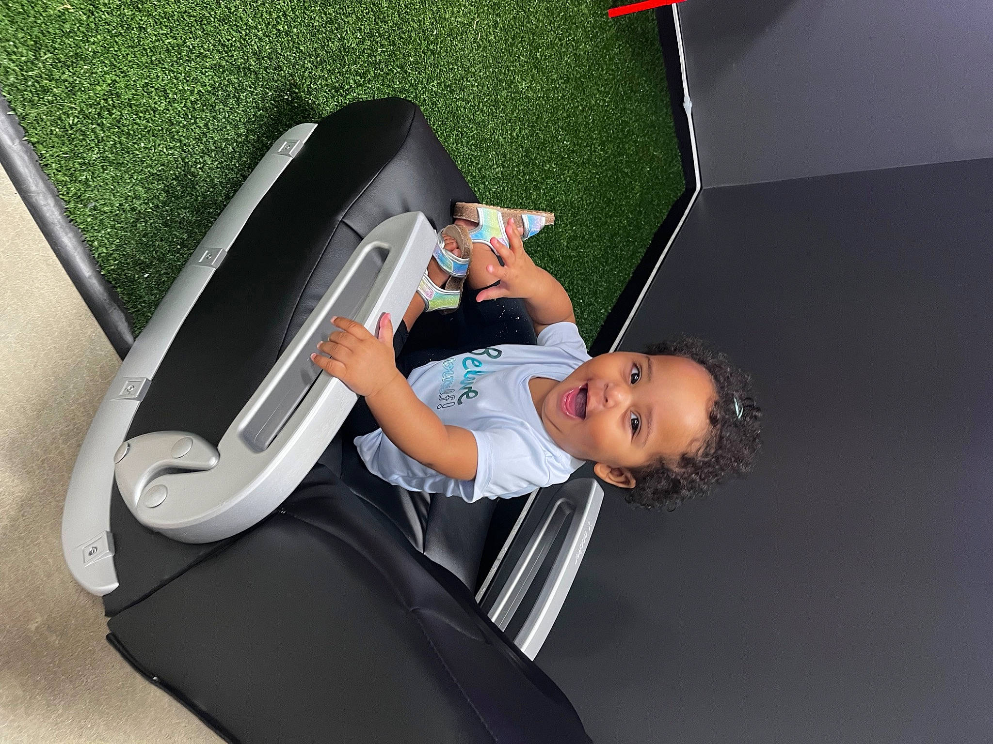 Liberty joined the competition — help win amazing prizes! auto_part, automotive_design, automotive_exterior, baby, bumper, comfort, design, elbow, flash_photography, fun, gadget, gesture, joint, knee, leg, leisure, person, sitting, sneakers, toddler