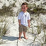 Grayson is registered to the contest to win money with this photo: child, boy, sand, beach, grass, barefoot, shorts, tshirt, smile, sunny, outdoor, nature, summer, casual, portrait, young, happy, vacation, landscape, daylight