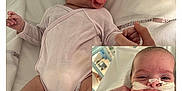 érina participe au concours pour gagner de l'argent avec cette photo : baby, infant, nasal_tube, pacifier, hospital, medical, sleeping, smiling, bed, blanket, clothing, hand, person, healthcare, newborn, cute, indoors, child, face, resting