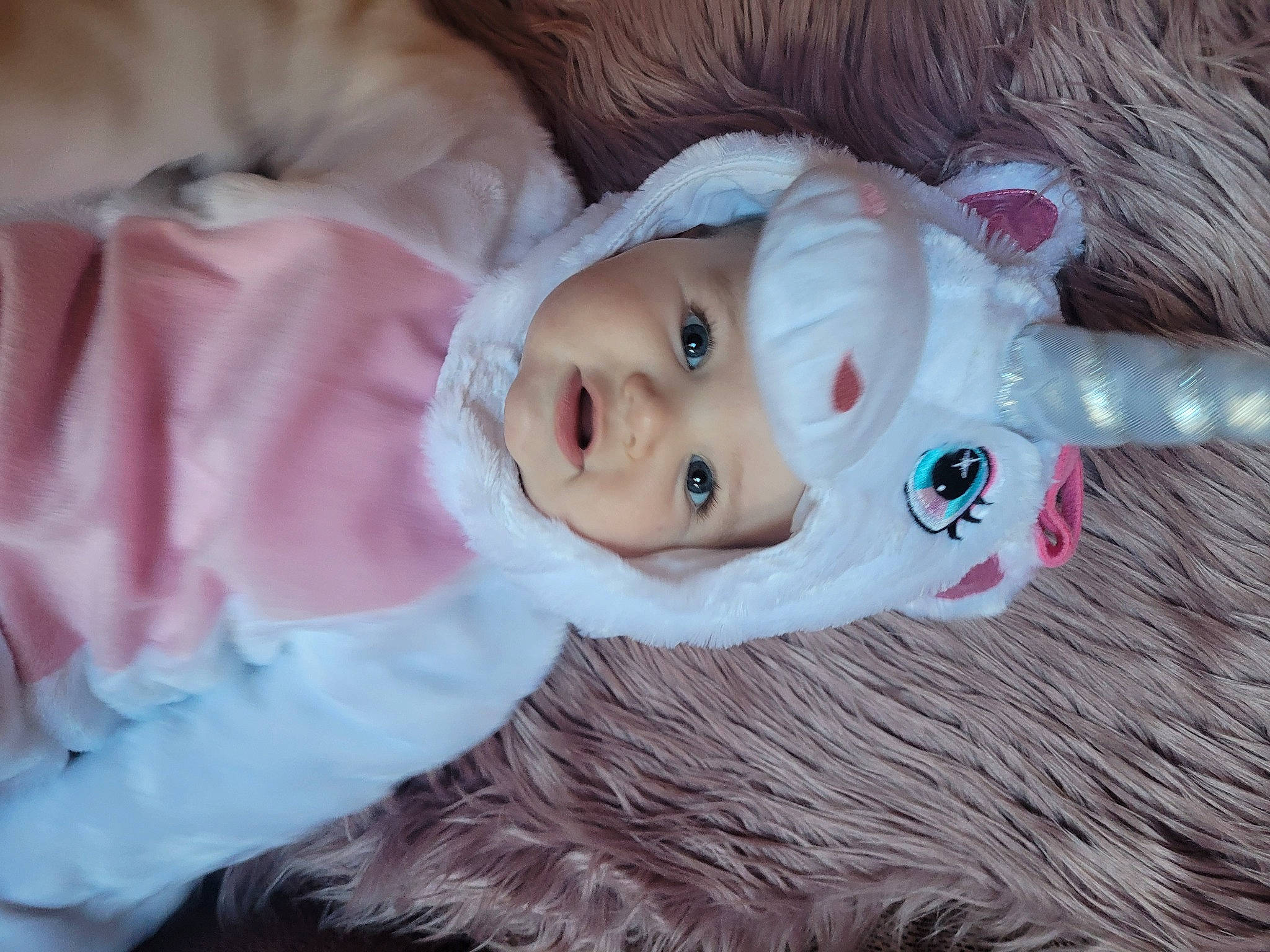 Makenzie joined the competition — help win amazing prizes! baby, baby_toddler_clothing, cheek, child, costume, doll, eye, eyelash, fur, happy, headwear, iris, natural_material, person, pink, sleeve, toddler, toy, wood