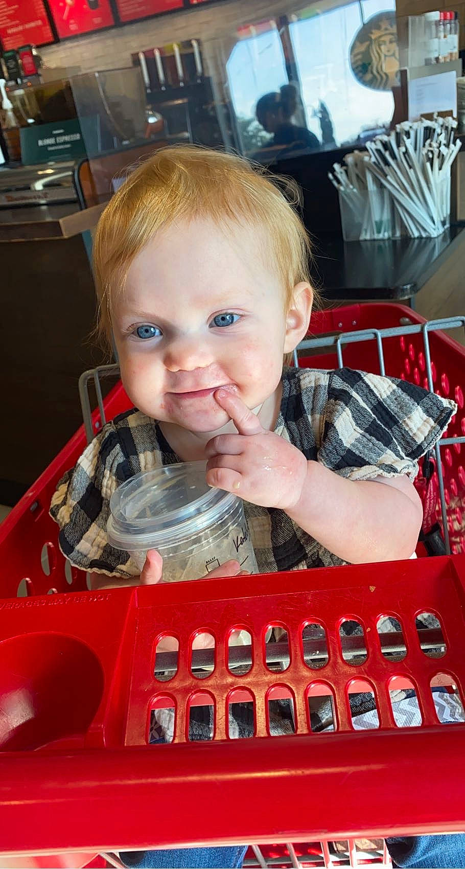 Lynleigh is registered to the contest to win money with this photo: baby, baby_toddler_clothing, carmine, chair, cheek, child, engineering, fun, machine, organ, person, plastic, play, room, sitting, skin, smile, t_shirt, toddler