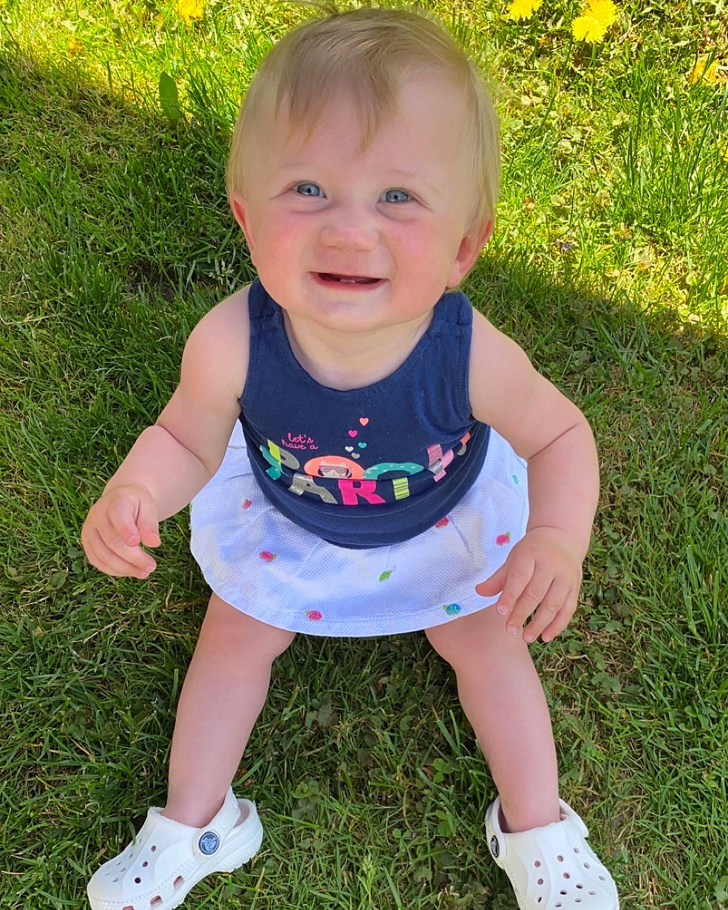 Rylynn joined the competition — help win amazing prizes! baby, baby_toddler_clothing, cheek, eye, face, finger, fun, grass, grass_family, green, happy, iris, joy, lawn, pattern, people_in_nature, person, pink, plant, sleeve