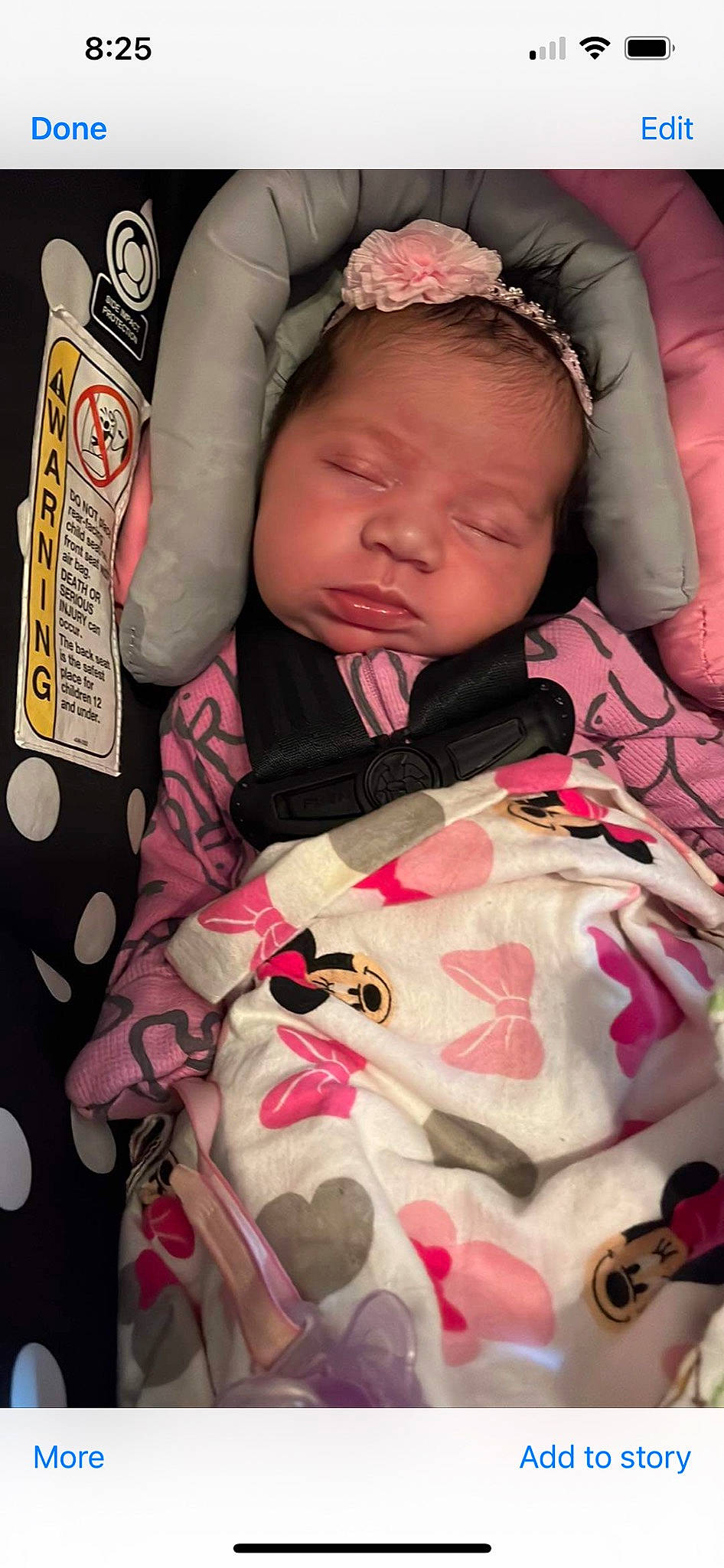 Aniya is registered to the contest to win money with this photo: baby, baby_carriage, baby_in_car_seat, baby_products, baby_sleeping, baby_toddler_clothing, car_seat, cheek, child, comfort, eyelash, face, head, linens, lip, mouth, pattern, person, pink, sleeve