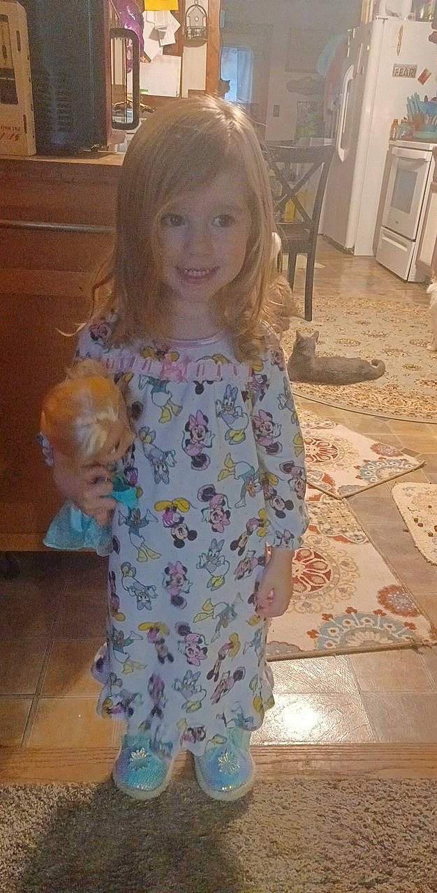 Peyton joined the competition — help win amazing prizes! beauty, blond, cabinetry, child, eye, facial_expression, floor, flooring, fun, hairstyle, happy, human, iris, joy, long_hair, pattern, person, shoulder, sleeve, smile