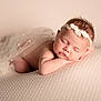 newborn, baby, sleeping, headband, blanket, soft, pearl, sheer_fabric, peaceful, cute, infant, resting, portrait, closeup, child, adorable, skin, tiny, peace, calm