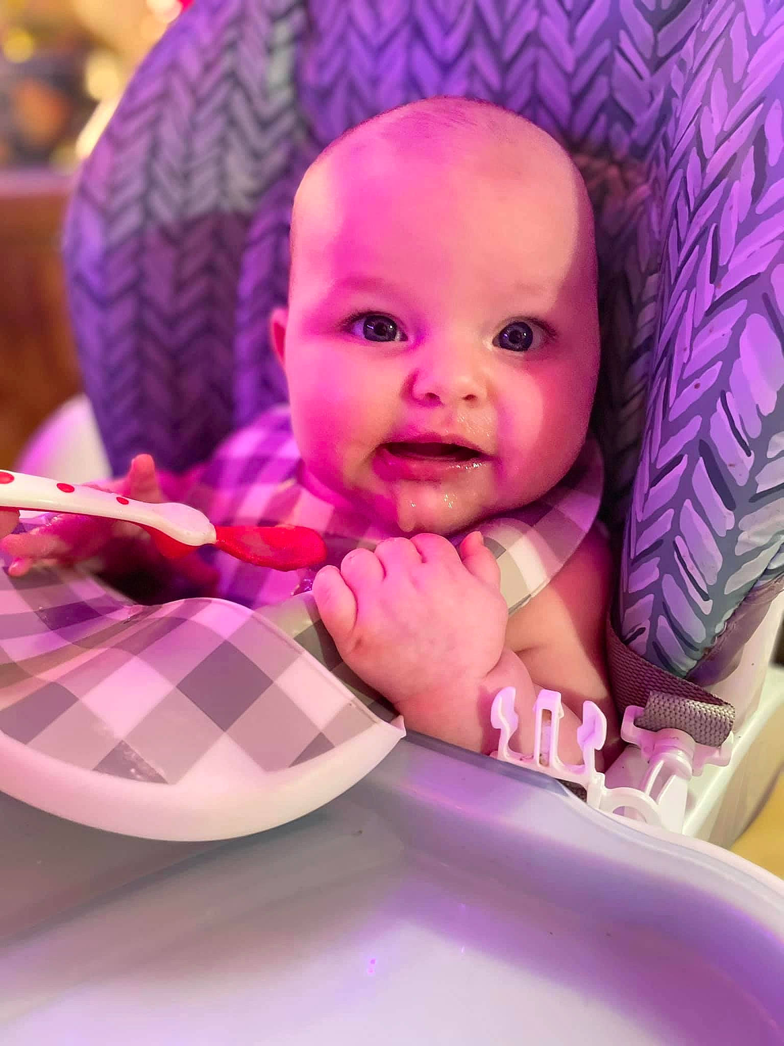 Freyja Rose joined the competition — help win amazing prizes! baby, cheek, child, doll, eye, eyelash, happy, iris, lip, magenta, mouth, nose, person, pink, product, purple, skin, smile, textile, toddler