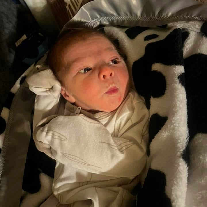 Easton is registered to the contest to win money with this photo: animal, baby, bed, blanket, cat, crib, cushion, face, furniture, head, homedecor, infantbed, newborn, person, pet, photography, portrait, sleeping