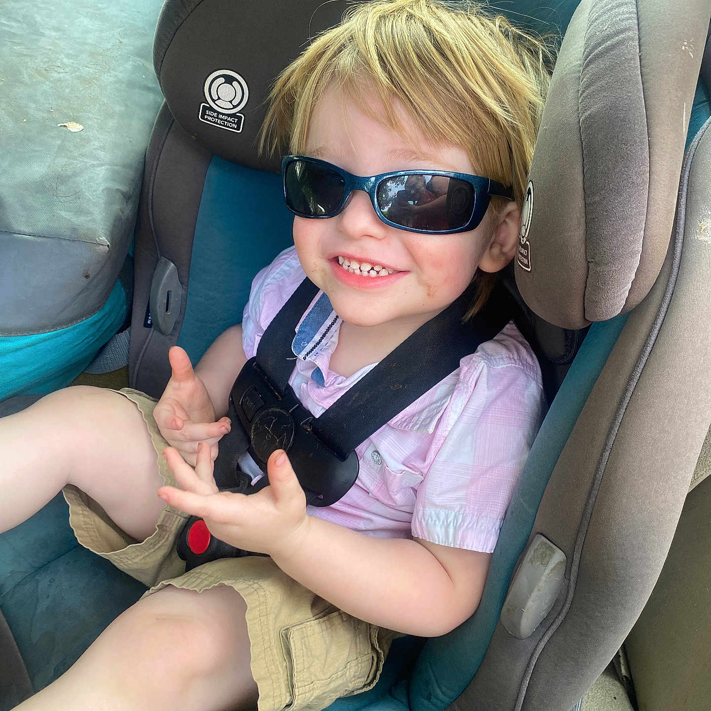 Jacob joined the competition — help win amazing prizes! accessories, baby, belt, bodypart, car, car_interior, carseat, cushion, face, finger, glasses, head, homedecor, person, photography, portrait, sitting, sunglasses, transportation, vehicle