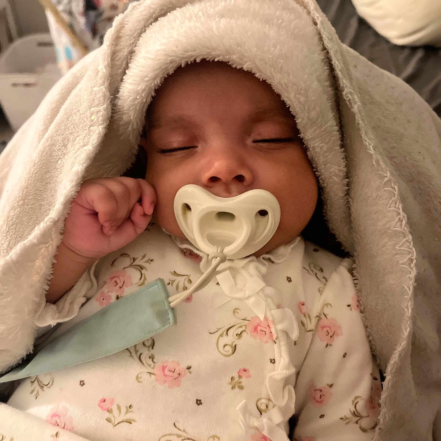 Harmony joined the competition — help win amazing prizes! baby, blanket, face, head, newborn, person, sleeping, yawning
