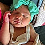 Hazel joined the competition — help win amazing prizes! baby, sleeping, headband, bow, blanket, knitted, arm, closeup, infant, peaceful, soft, cozy, person, skin, hand, cute, resting, indoors, portrait, clothing