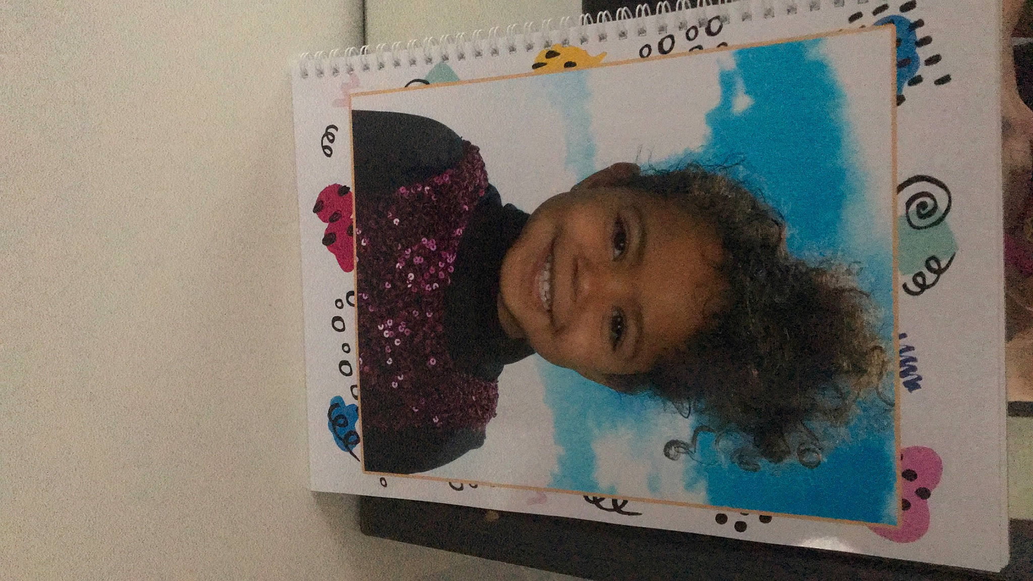 Madysson participe au concours pour gagner de l'argent avec cette photo : art, child, collectable, creative_arts, eyelash, font, happy, illustration, joy, magenta, paint, paper, paper_product, pattern, person, pink, rectangle, room, scrapbooking, smile