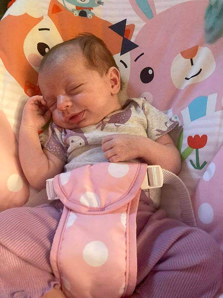 Emberleigh joined the competition — help win amazing prizes! arm, baby, baby_toddler_clothing, cheek, child, comfort, facial_expression, finger, fun, happy, head, human, linens, mouth, person, pink, product, skin, smile, textile