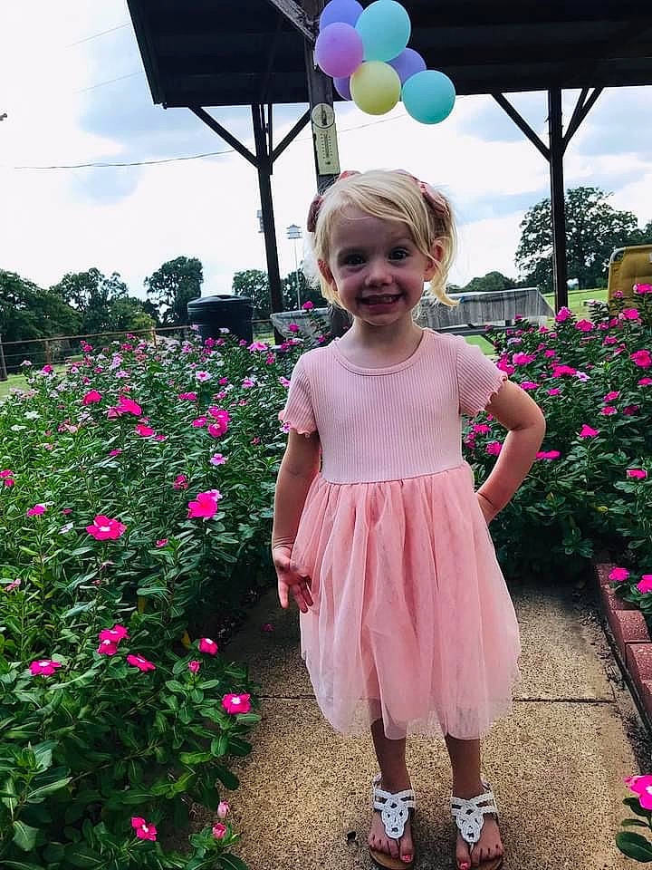 Raven joined the competition — help win amazing prizes! baby_toddler_clothing, balloon, botany, cloud, day_dress, dress, flower, grass, green, happy, joy, magenta, person, petal, pink, plant, sky, smile, summer, toddler