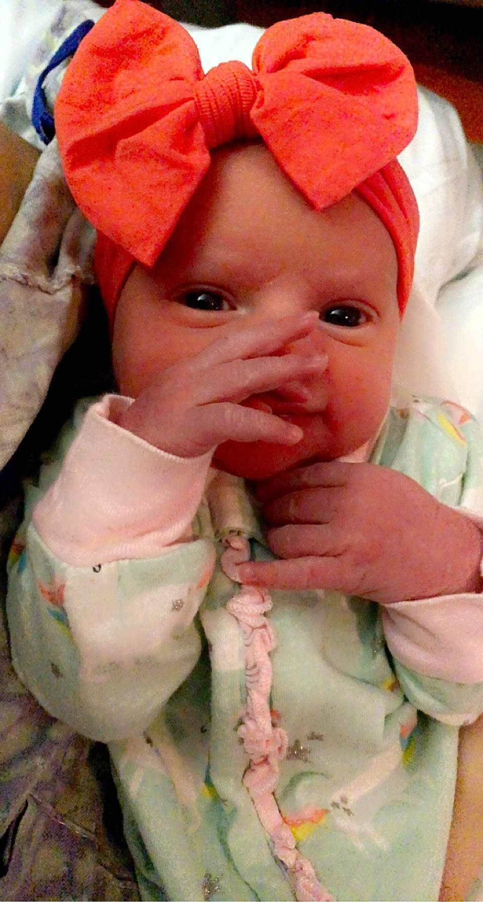 Madelynn joined the competition — help win amazing prizes! baby, baby_toddler_clothing, cap, cheek, child, chin, eye, eyelash, face, finger, gesture, hand, headwear, lip, mouth, nose, person, pink, skin, sleeve