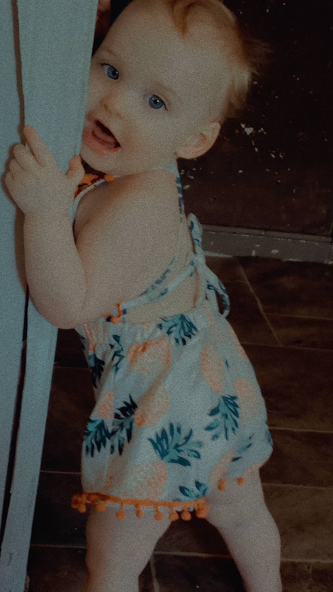 Zuhraylee is registered to the contest to win money with this photo: applique, baby, bodypart, clothing, dress, eveningdress, face, fashion, finger, formalwear, hand, happy, head, pattern, person, photography, portrait, sitting, smile, wood