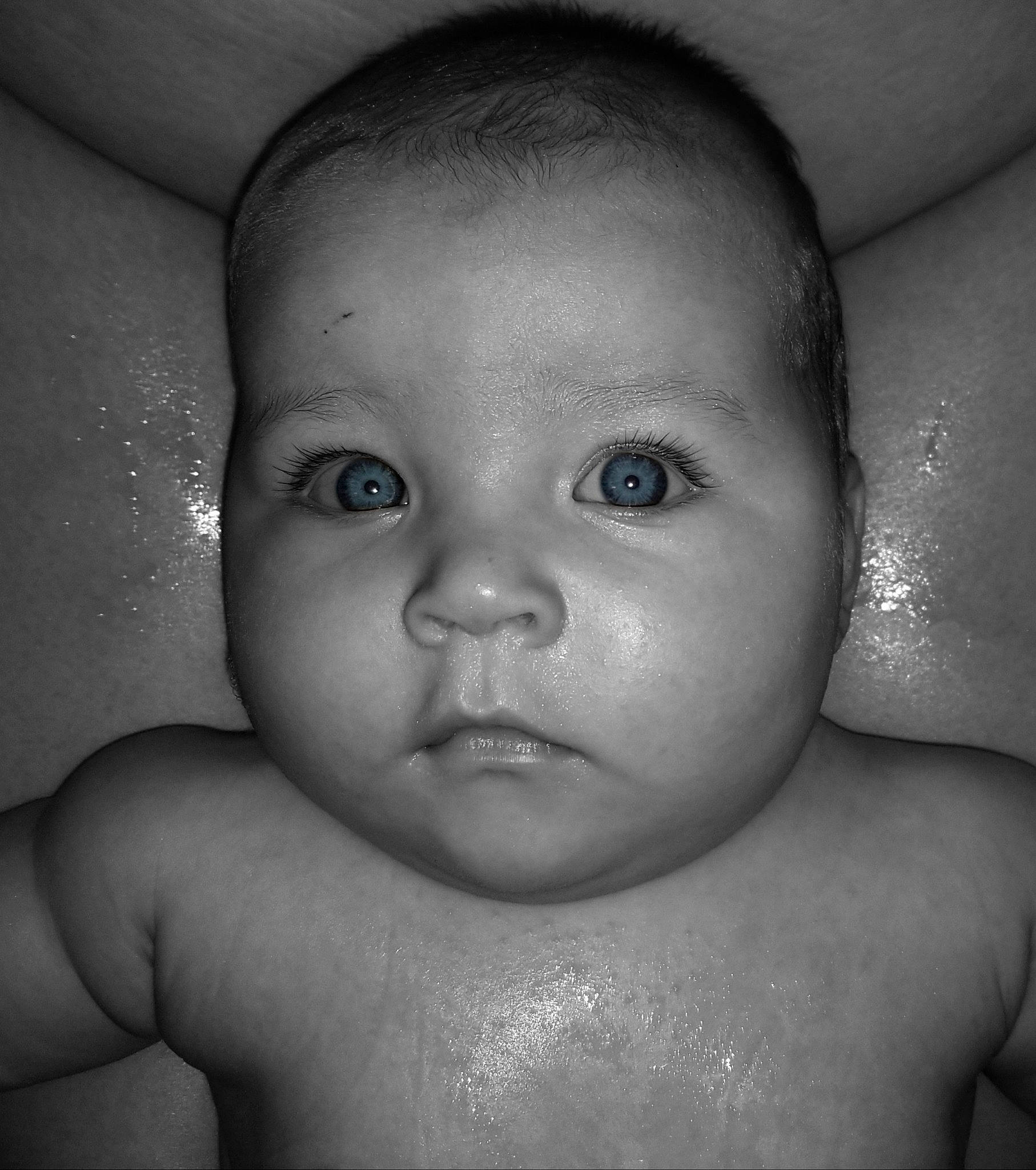 Scarlett joined the competition — help win amazing prizes! baby, black, cheek, chin, eye, eyebrow, eyelash, face, facial_expression, flash_photography, forehead, hairstyle, head, iris, jaw, lip, mouth, neck, nose, person