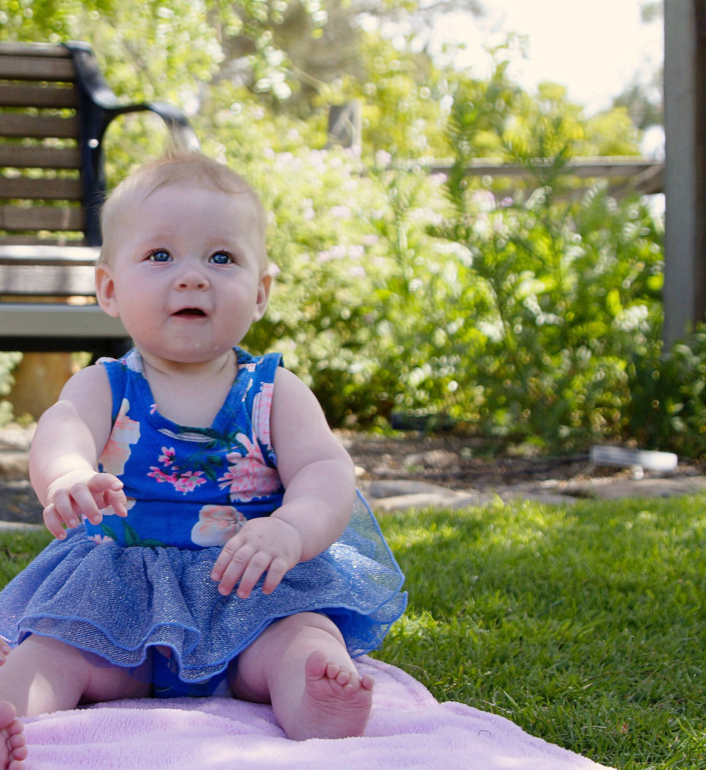 Octavia joined the competition — help win amazing prizes! baby, baby_toddler_clothing, blue, child, eye, family, grass, happy, people, person, photograph, photography, plant, portrait_photography, sitting, skin, smile, summer, toddler, vacation