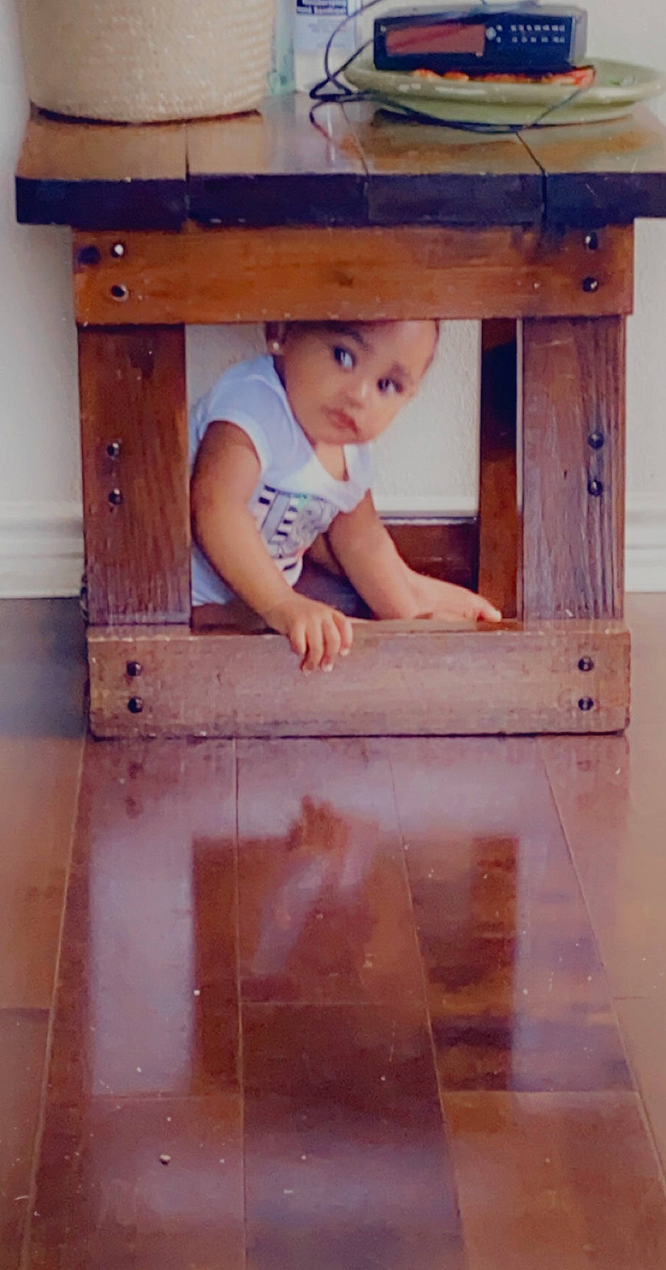 Amayah joined the competition — help win amazing prizes! baby, baby_toddler_clothing, child_model, floor, flooring, hardwood, headwear, person, plank, plywood, varnish, wood, wood_stain