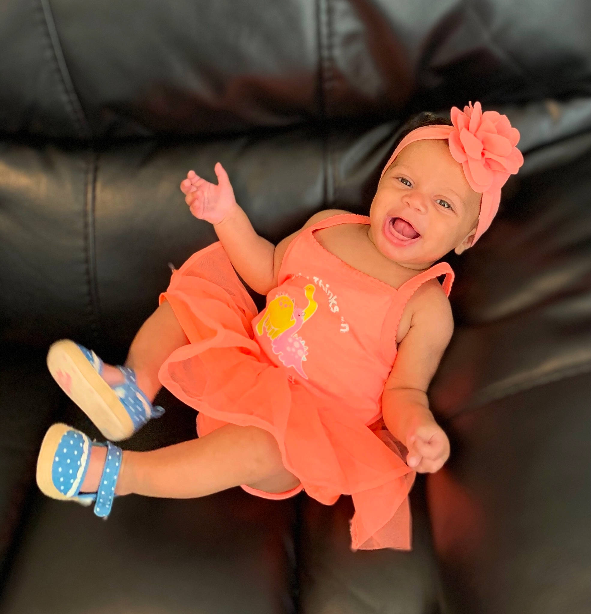 Mahogany joined the competition — help win amazing prizes! arm, baby, baby_toddler_clothing, comfort, face, fashion, finger, flash_photography, happy, headwear, human_body, joint, knee, leg, mouth, orange, person, skin, sleeve, smile