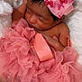newborn, baby, sleeping, pink_bow, tutu, blanket, infant, cute, soft_texture, headband, feet, tiny_toes, rest, peaceful, portrait, cozy, closeup, child, adorable, fabric