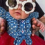 Elliana is registered to the contest to win money with this photo: baby, child, sunglasses, flower_shaped, blue_top, stars, red_skirt, sparkly, tulle, hands, adult, portrait, fashion, cute, adorable, outdoor, person, face, clothing, accessories