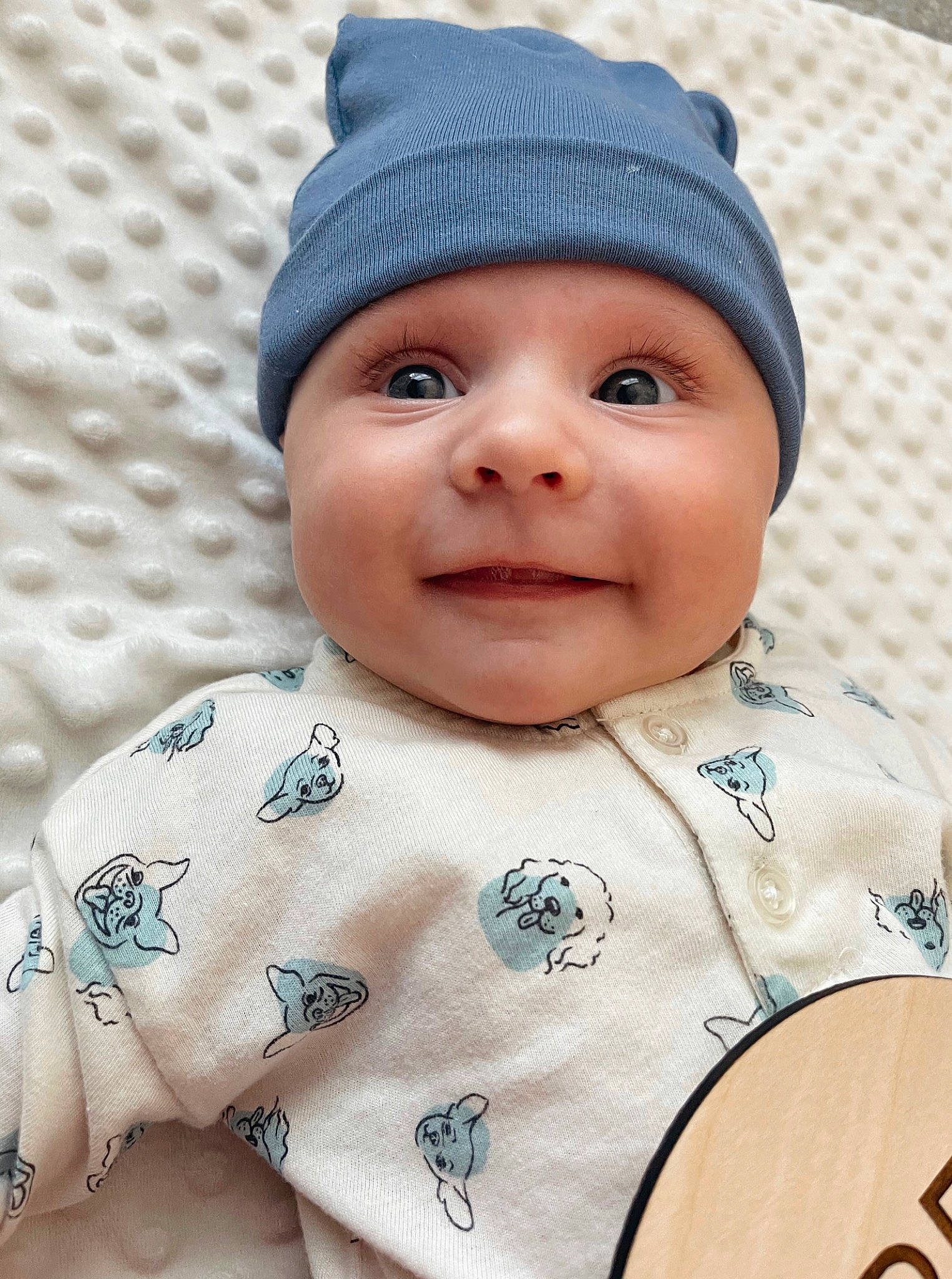 Cash is registered to the contest to win money with this photo: baby, baby_toddler_clothing, cap, cheek, child, chin, collar, face, happy, headgear, headwear, joy, knit_cap, musical_instrument, nose, pattern, person, skin, sleeve, smile