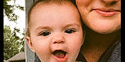 Michele is registered to the contest to win money with this photo: baby, child, woman, smile, face, outdoor, expression, person, portrait, happy, closeup, nature, trees, daylight, casual, together, family, young, parent, mother
