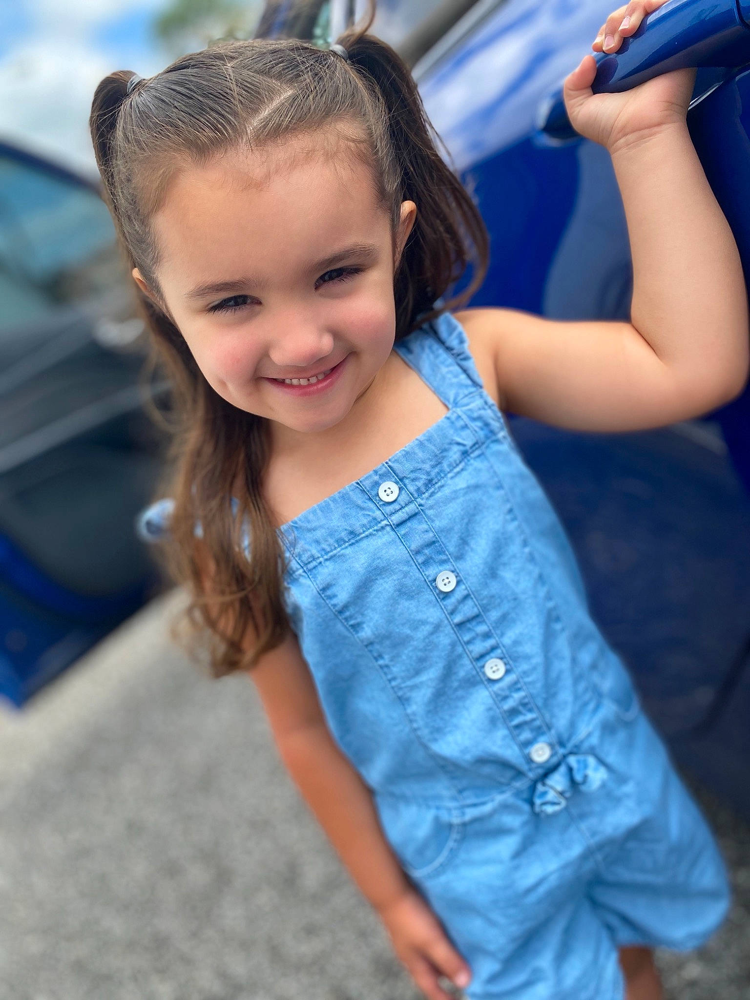 Ava-lee joined the competition — help win amazing prizes! beauty, blue, child, child_model, denim, electric_blue, hair, hairstyle, happy, jeans, joy, leisure, long_hair, person, photography, play, smile, textile, toddler, vacation