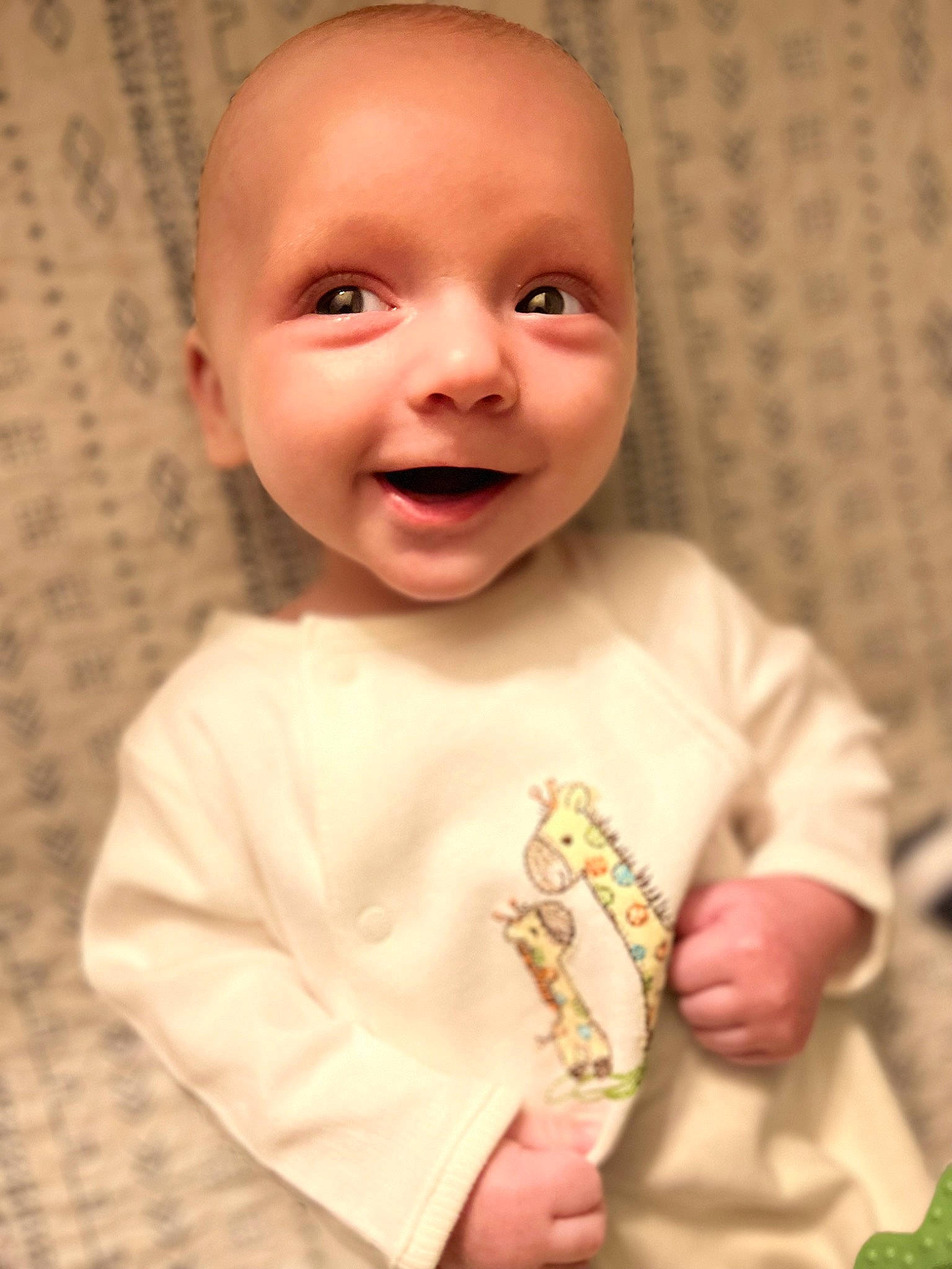 Dawson joined the competition — help win amazing prizes! baby, baby_toddler_clothing, cheek, chin, dress, eye, finger, gesture, happy, head, human_body, iris, joy, lip, mouth, neck, nose, person, skin, sleeve