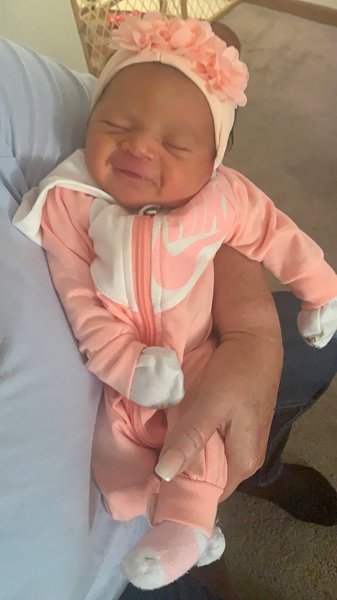 Gracelyn joined the competition — help win amazing prizes! baby, baby_toddler_clothing, child, headgear, person, pink, skin, toddler