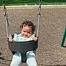 Xamira is registered to the contest to win money with this photo: toddler, child, swing, playground, outdoor, sunny, barefoot, curly_hair, smiling, green_fence, trees, pajamas, black_swing, baby, happy, daytime, person, park, recreation, fun