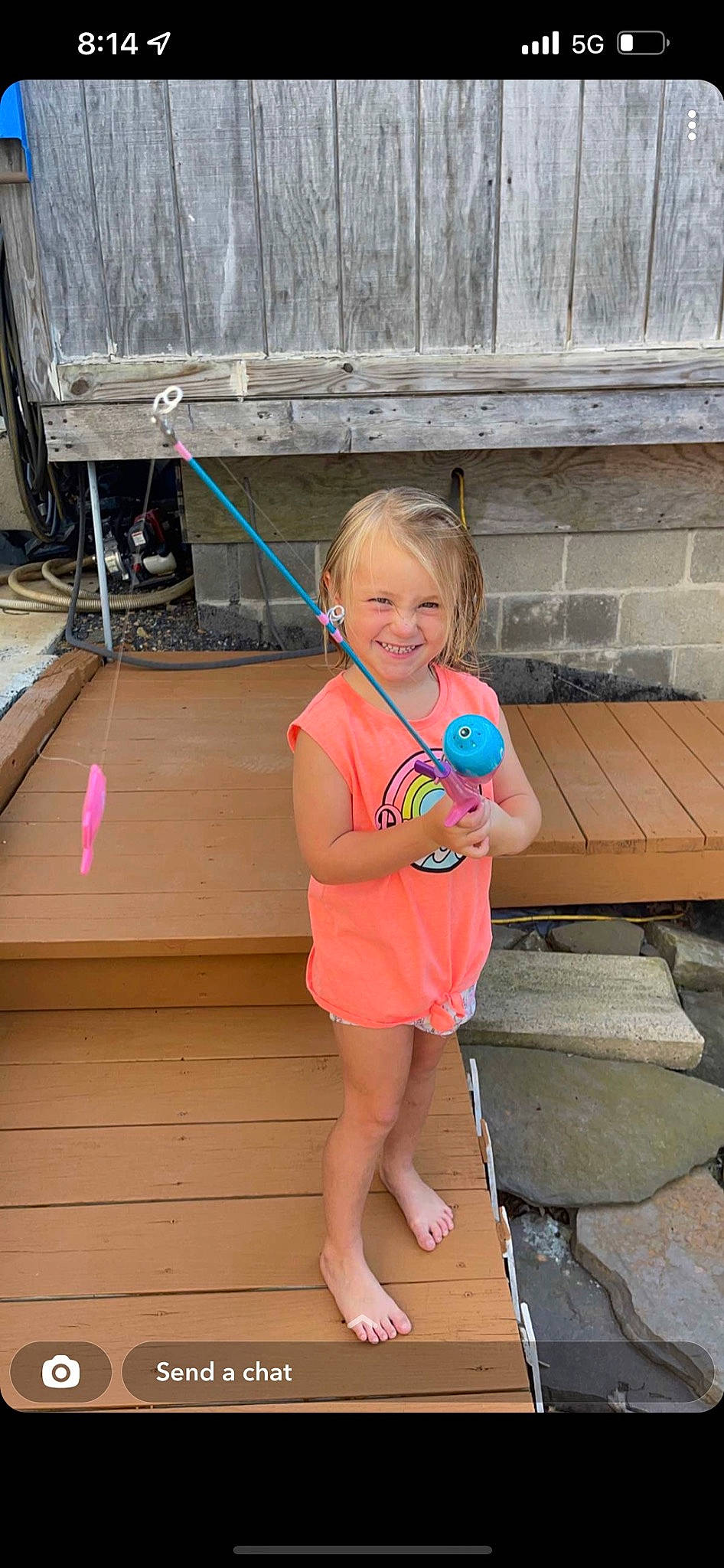 Kristlynn is registered to the contest to win money with this photo: blond, child, flip_flops, fun, grass, happy, human_leg, joy, leisure, magenta, person, pink, recreation, sandal, shorts, smile, summer, t_shirt, thigh, toddler