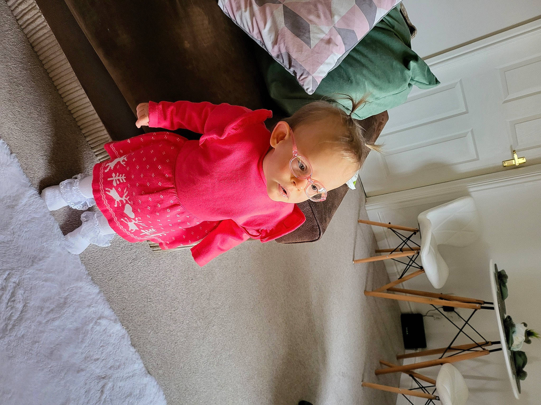 Mia joined the competition — help win amazing prizes! baby, baby_products, baby_toddler_clothing, carmine, ceiling, child, comfort, curtain, fun, glasses, magenta, person, pink, room, smile, toddler