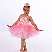 ballet, child, cute, dance, dance_shoes, dress, fashion, footwear, girl, hair_bow, happy, performance, pink, portrait, pose, smile, studio, tutu, white_background, young_dancer