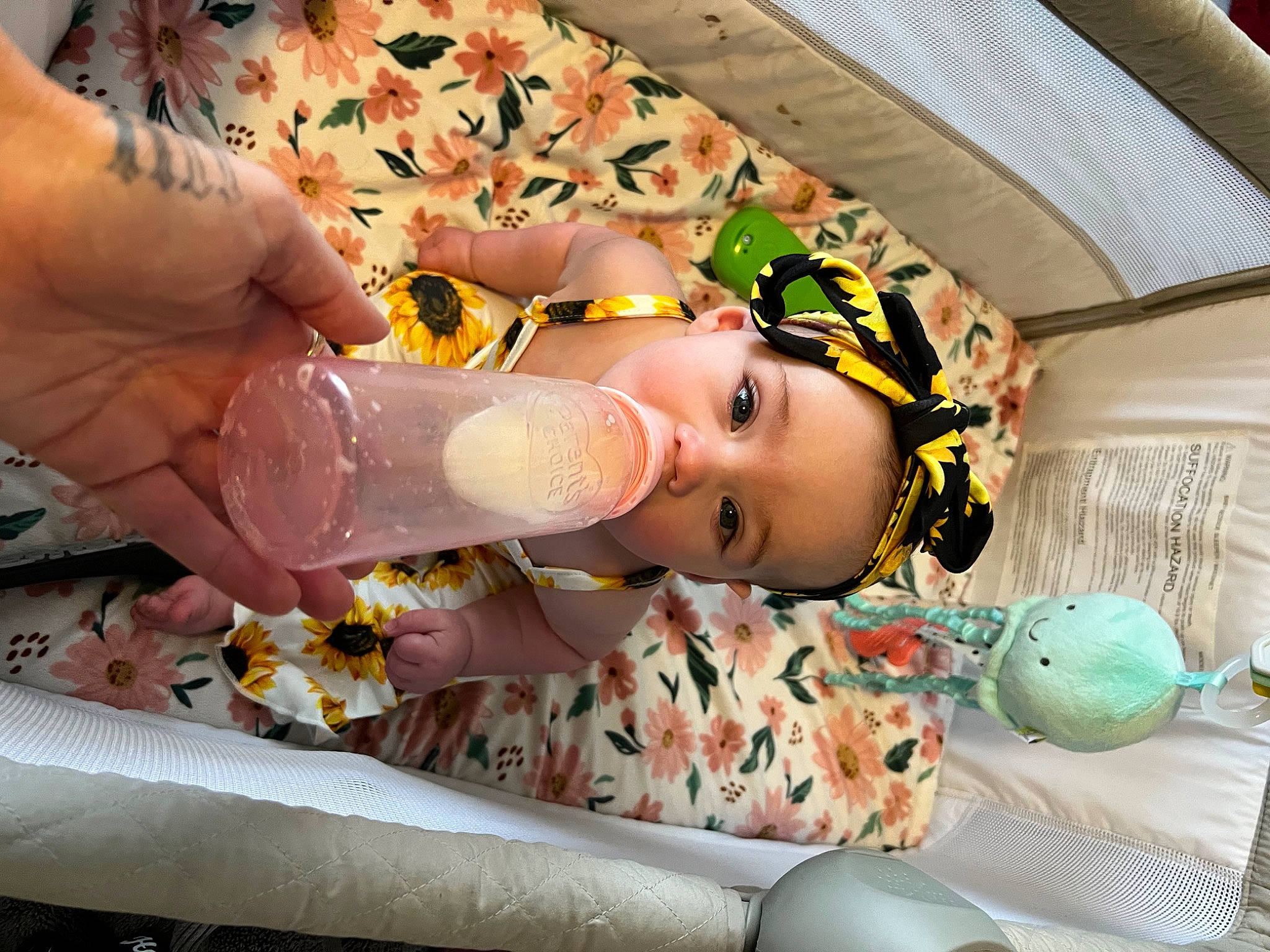 Delyla joined the competition — help win amazing prizes! baby, baby_products, child, comfort, finger, linens, nail, pattern, peach, person, room, thumb, toddler, toy