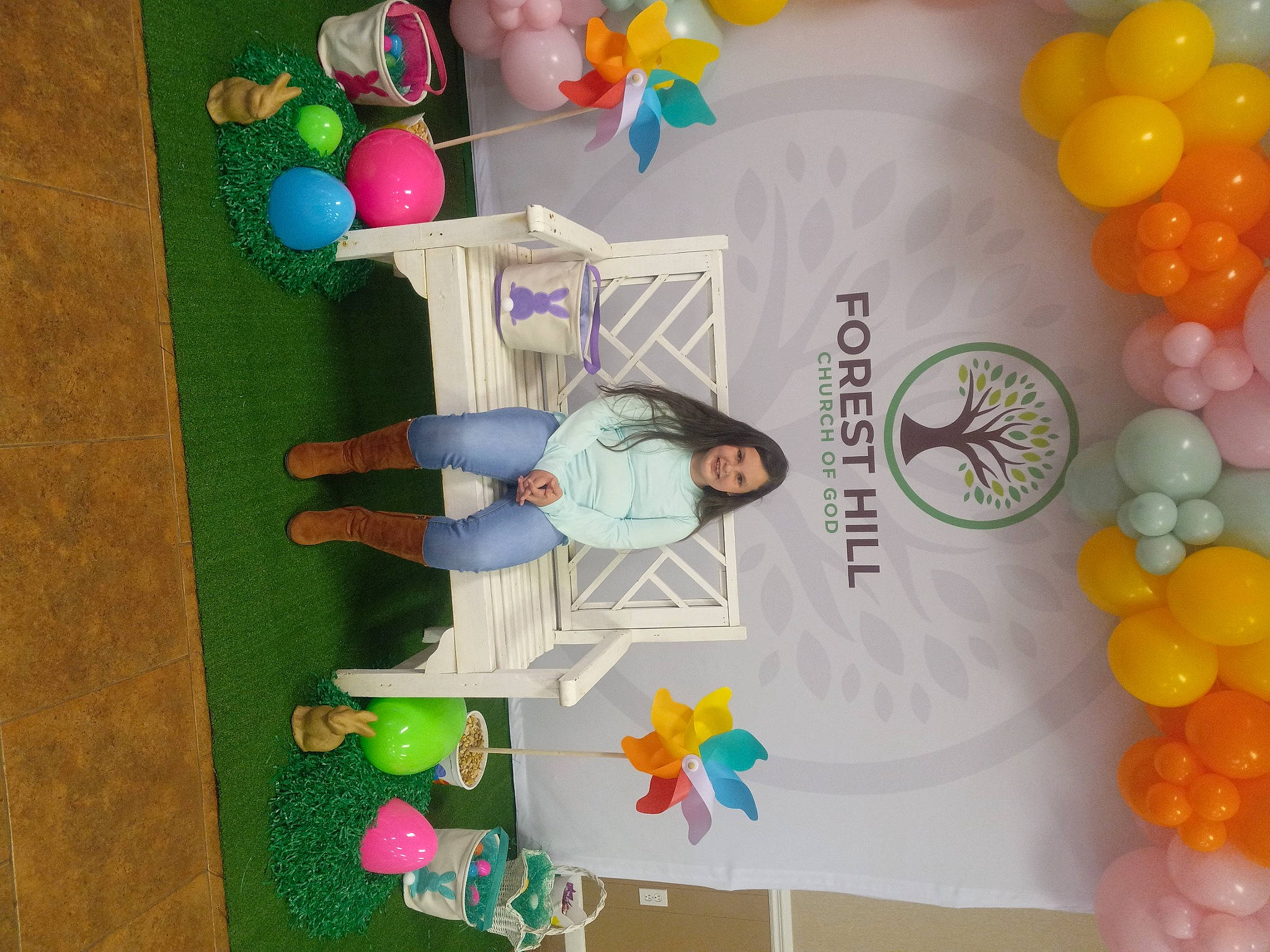 Baylee is registered to the contest to win money with this photo: baby_products, baby_toys, balloon, child, circle, event, fun, green, joy, paper, paper_product, party_supply, person, plastic, play, room, smile, sweetness, toy, yellow