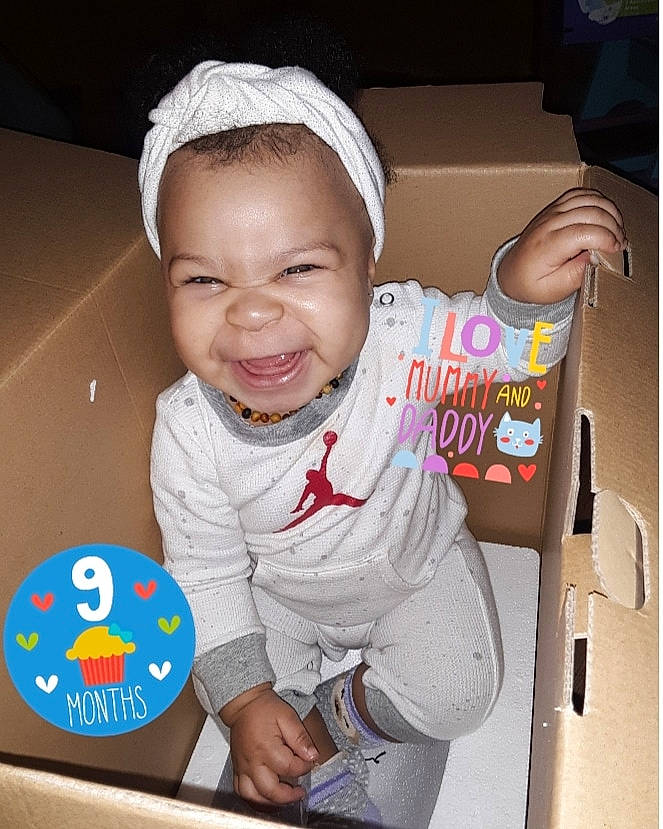 Tatum is registered to the contest to win money with this photo: baby, child, joy, person, play, smile, toddler, toy