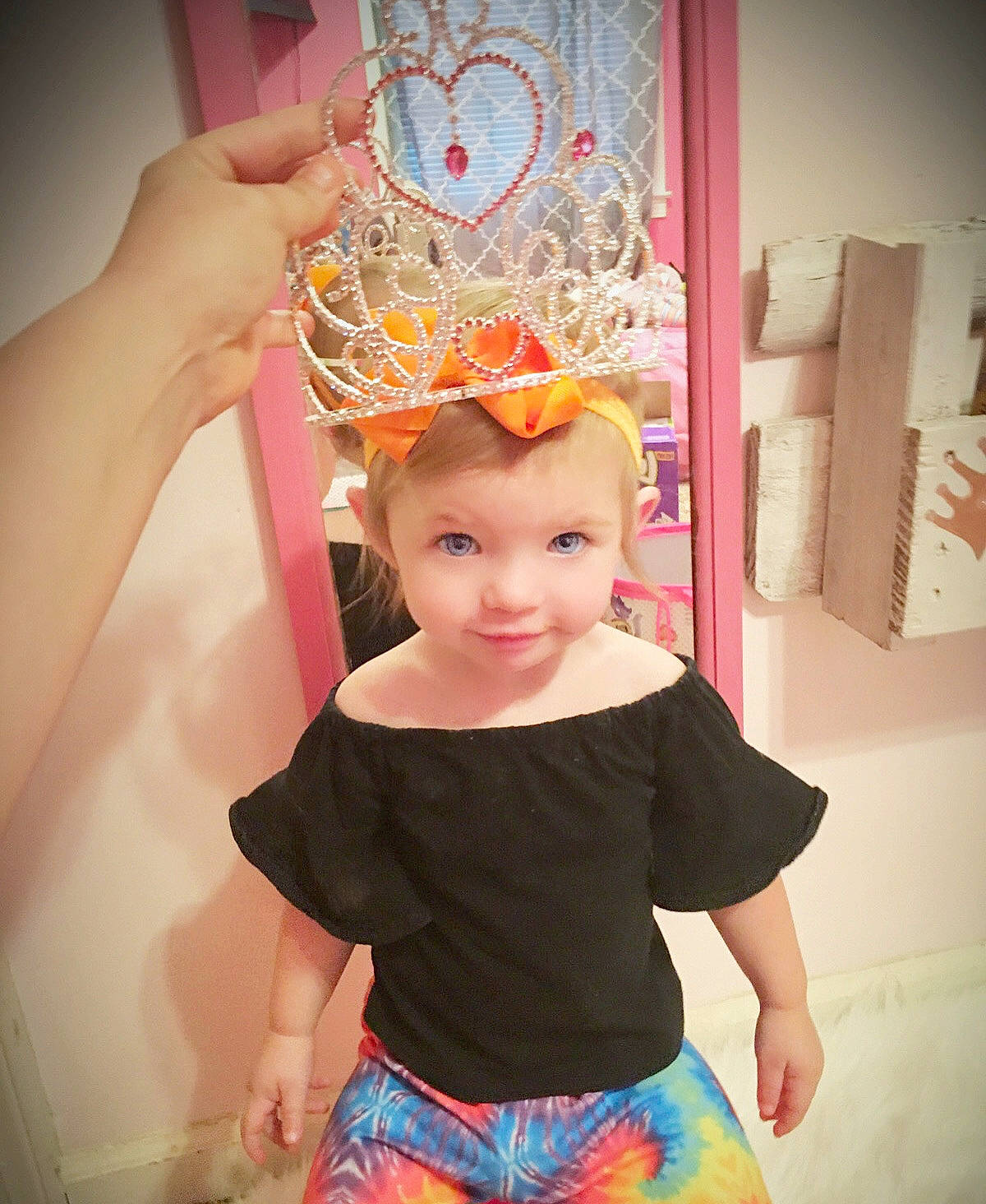 Shannon joined the competition — help win amazing prizes! baby_toddler_clothing, child, clothing, hair_accessory, joy, person, pink, t_shirt, toddler