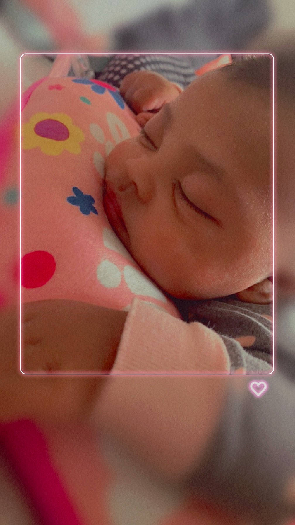 Adrianna is registered to the contest to win money with this photo: baby, baby_products, baby_sleeping, baby_toddler_clothing, bedtime, cheek, child, comfort, eyelash, happy, linens, lip, magenta, pattern, peach, person, pink, room, skin, sleeve