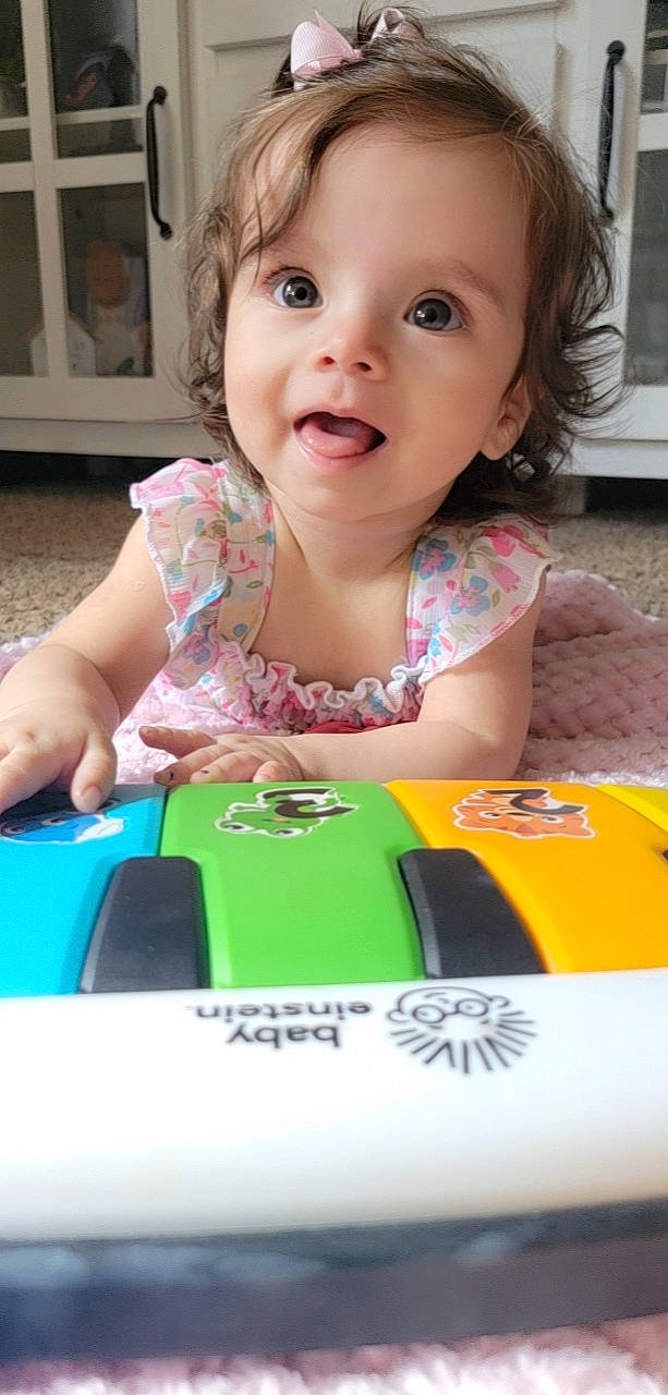 Harmony joined the competition — help win amazing prizes! baby, baby_playing_with_toys, baby_toddler_clothing, cheek, child, facial_expression, finger, fun, happy, iris, lip, people, person, play, recreation, sitting, skin, smile, snapshot, sweetness