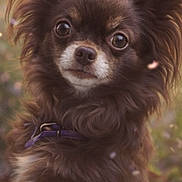 Ruby a rejoint le concours — aidez-le/la à gagner de superbes lots ! dog, brown_fur, fluffy, big_ears, pet, outdoor, nature, close_up, portrait, animal, curious, collar, cute, soft_lighting, fall, leaves, small_dog, chihuahua, furry, eyes