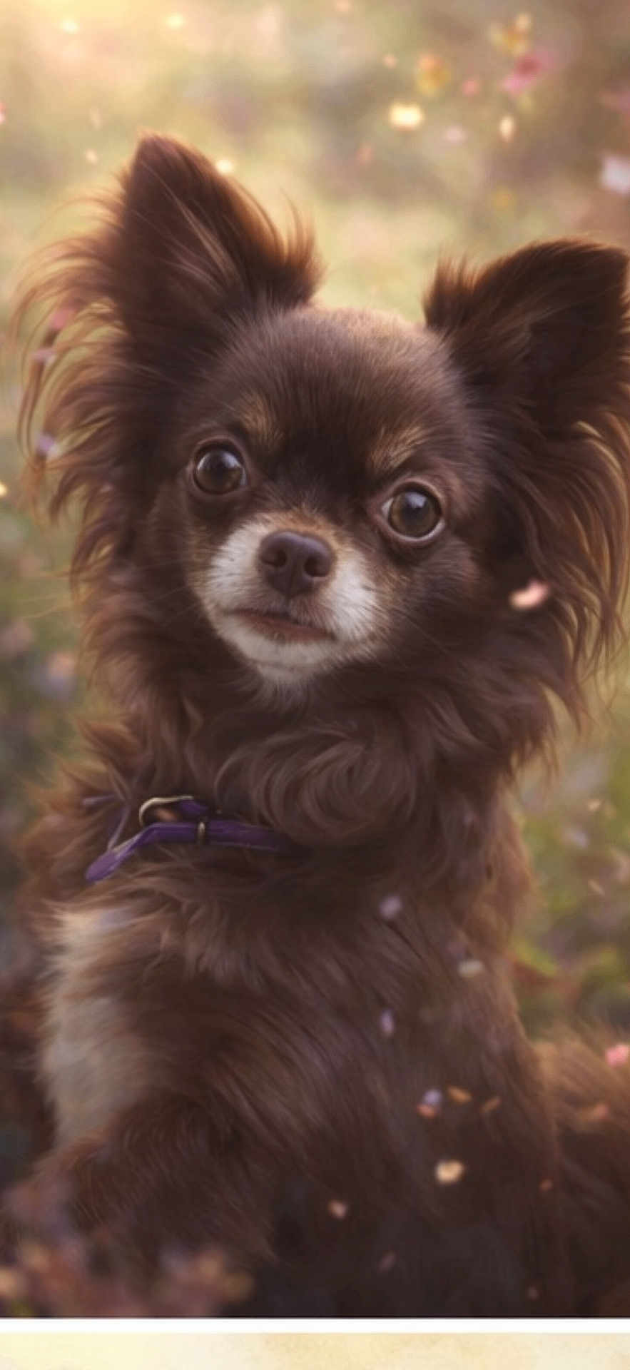 Ruby a rejoint le concours — aidez-le/la à gagner de superbes lots ! dog, brown_fur, fluffy, big_ears, pet, outdoor, nature, close_up, portrait, animal, curious, collar, cute, soft_lighting, fall, leaves, small_dog, chihuahua, furry, eyes