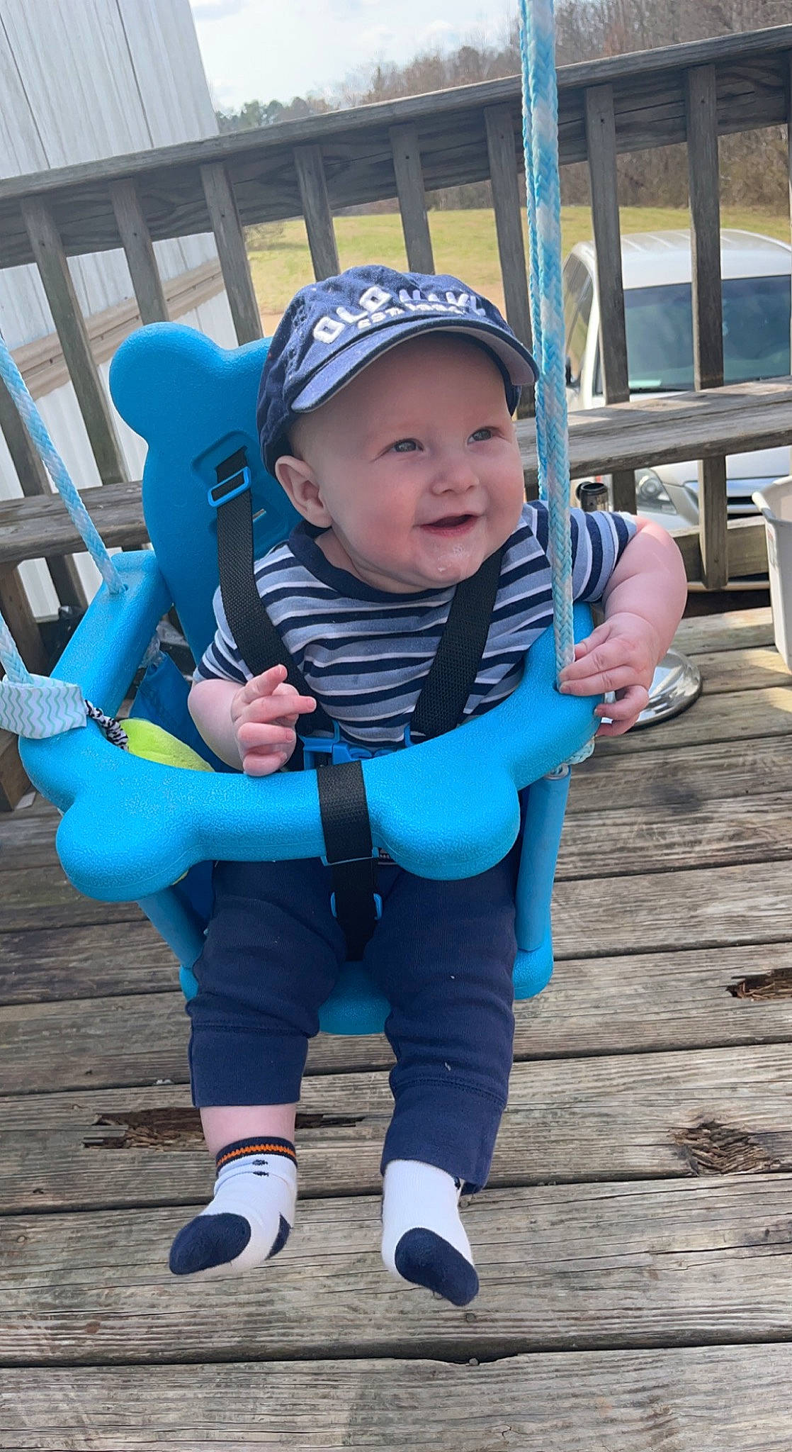 Eli joined the competition — help win amazing prizes! aqua, azure, baby, baby_carriage, baby_products, baby_safety, baby_toddler_clothing, blue, child, electric_blue, fun, hand, happy, hat, headwear, leisure, person, personal_protective_equipment, recreation, sitting