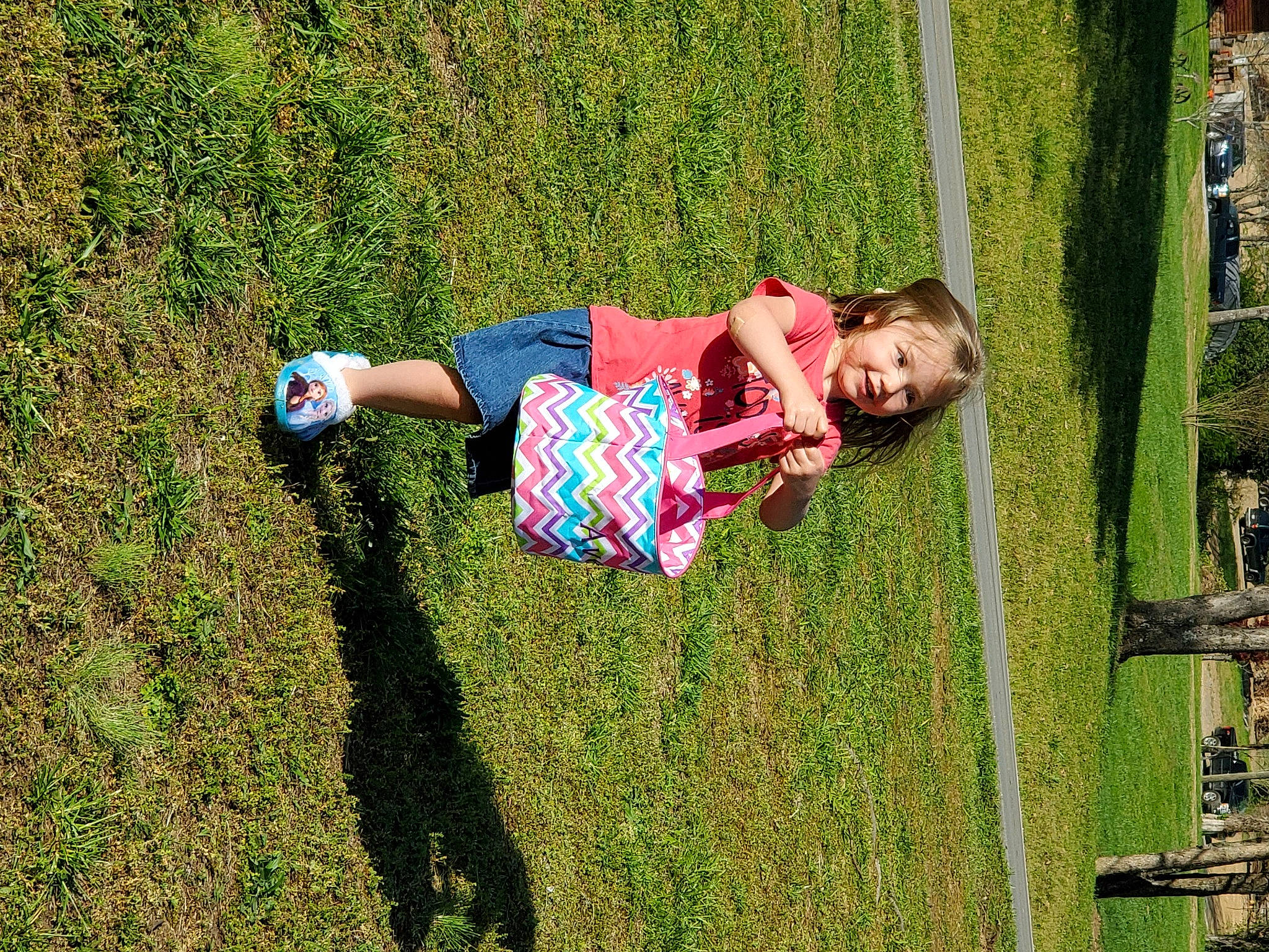 Avery is registered to the contest to win money with this photo: child, fun, grass, green, happy, landscape, lawn, leisure, people_in_nature, person, photography, plant, smile, spring, tree, vacation