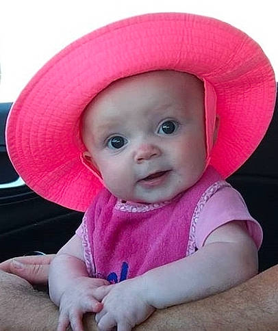 Valkyrie joined the competition — help win amazing prizes! baby, cap, child, clothing, fashion_accessory, hat, headgear, headwear, magenta, person, pink, skin, sun_hat, toddler